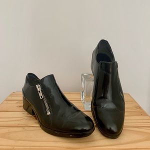 3.1 Phillip Lim high shine black leather side zip Oxford loafers